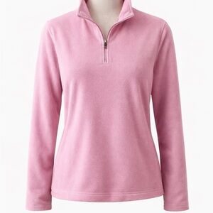 L.L. Bean Women's Light Pink Quarter-Zip Fleece Pullover